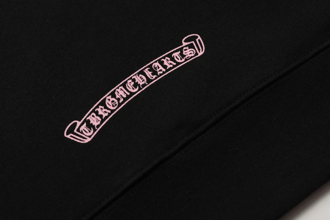 P270 Chrome Hearts Chrome Hearts Sanskrit Letter Print Miami Hot Girl Pink Cross Sweatshirt Size: SMLXL Color: Black White
